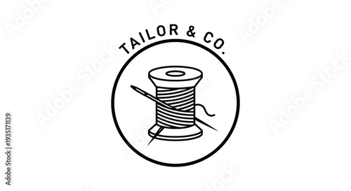 Tailor Company Logo with Sewing Thread.