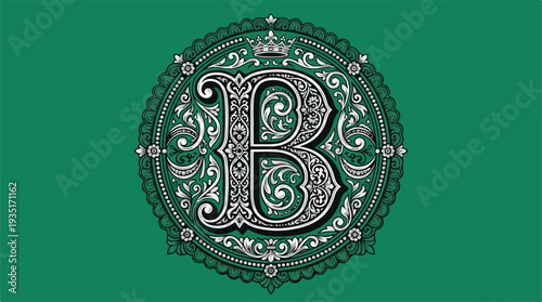 Elegant Monogram Letter B Emblem with Crown and Ornate Details.