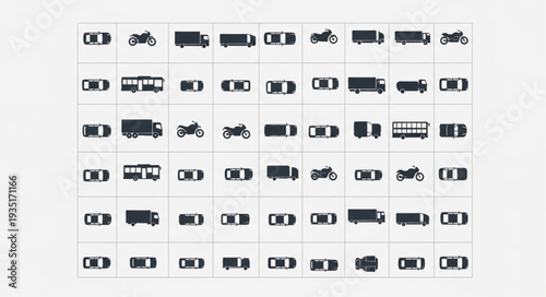 Collection of various vehicle icons in a grid layout.