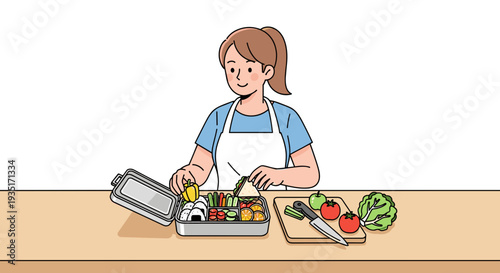 Woman Preparing Vegetables in the Kitchen.