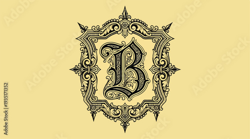 Ornate Letter B Emblem with Decorative Flourishes.