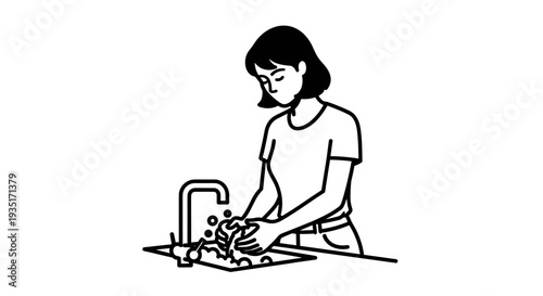 Woman Washing Hands Under Running Water.