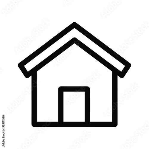 Simple line drawing of a basic house with a single door and sloped roof