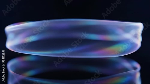 Holographic Spectrum Shimmer Light Band Refracting Dark Background.