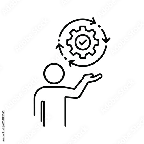 Person offering a gear symbolizing innovation and continuous improvement