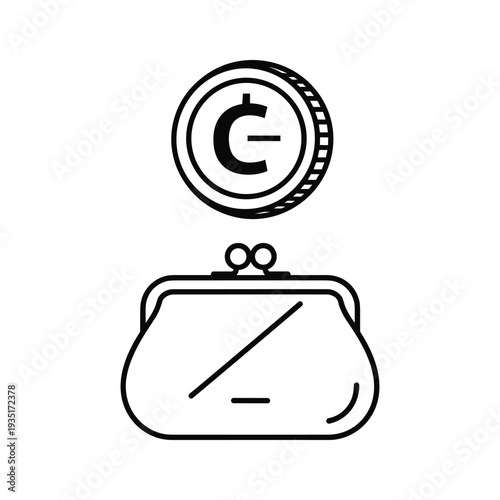 Coin placed atop a purse symbolizing savings or financial management