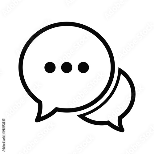 Two speech bubbles connected by a line with three dots indicating conversation flow