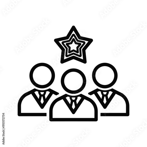 Three professionals united under a star symbolizing collaboration and leadership