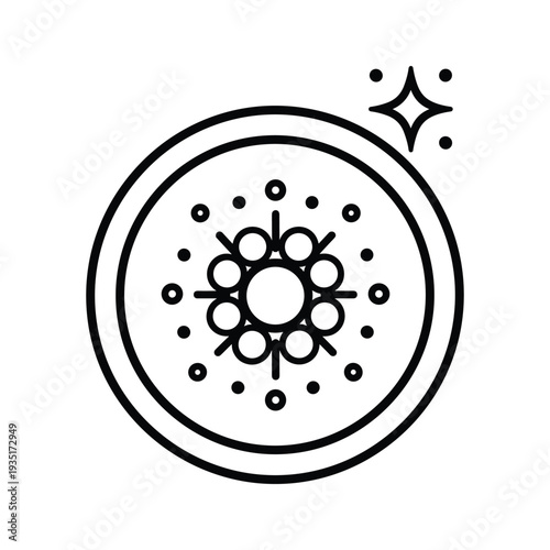 Abstract design of a cosmic or celestial element with a glowing center and starburst effect