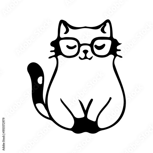 Cute Cat Wearing Glasses Icon