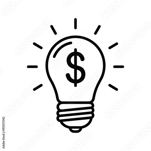 A lightbulb icon featuring a dollar sign symbolizing financial ideas or money-saving innovations.