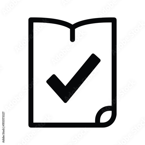 Icon of an open book with a checkmark symbol indicating approval or confirmation