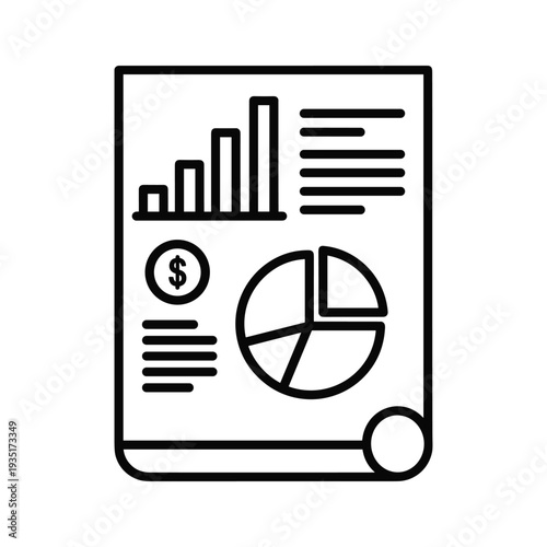 Business report with financial charts and data visualization on an open document