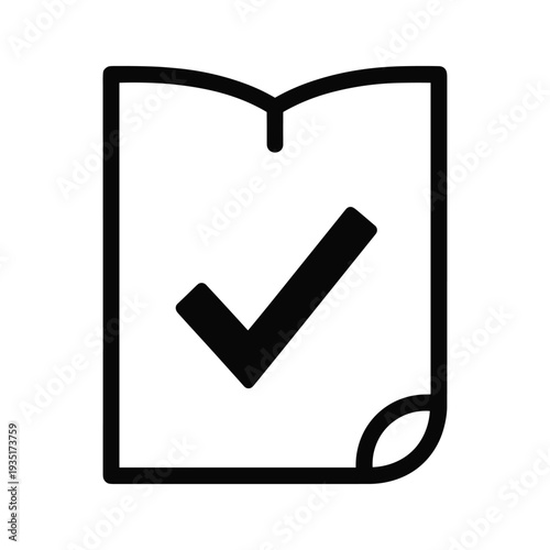 An open book icon with a checkmark symbol indicating approval or completion