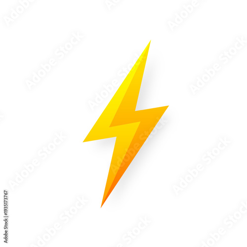 Lightning bolt icon isolated on white background. Vintage flash symbol, thunderbolt with grunge texture. Simple lightning strike sign. Vector illustration