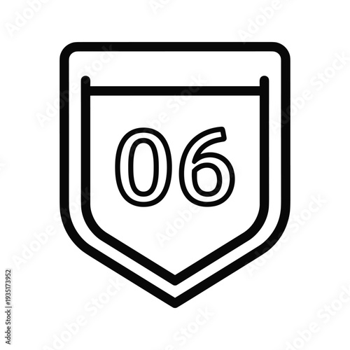 Black and white shield icon displaying the number 06 in a circular format