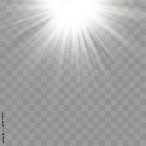 Warm white sun rays cascade across a glowing abstract sky. Light gradients and glowing streaks create motion, depth, and pure visual energy. Ideal for creative digital compositions vector