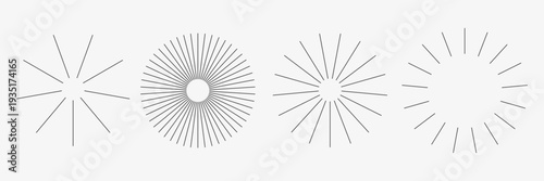 Radial circle lines. Set of stripes lines, sunburst elements