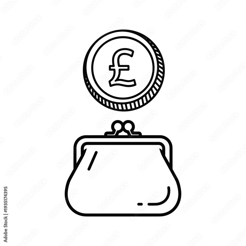 Fototapeta premium A purse with a coin symbolizing savings or financial management.