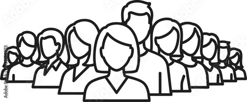 A diverse group of people standing together in a unified formation.