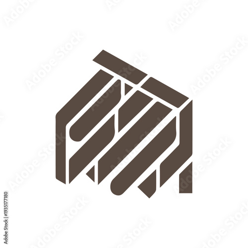 Modern Abstract House Logo Design Brown Geometric Architectural Icon