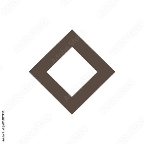 Minimalist Dark Brown Diamond Shape Graphic on a Clean White Canvas
