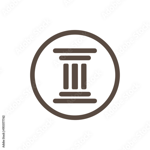 Minimalist Brown Architectural Column Icon for Law or Finance Symbol