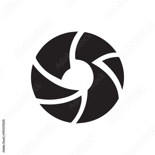 Sleek Black and White Camera Shutter Icon for Photography Logos