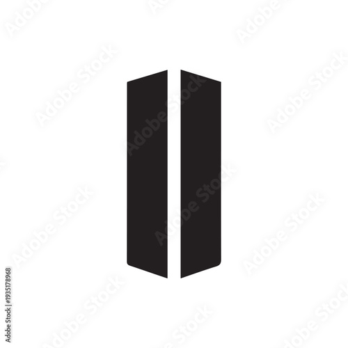 Sleek Black Two Pillar Geometric Icon on a Clean White Background