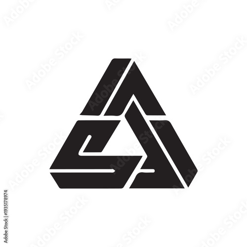Sleek Abstract Triangular Symbol of Unity and Perpetual Motion