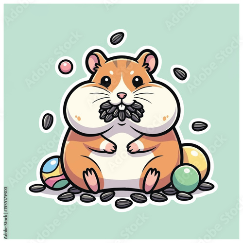 Cartoon Hamster Holding Coffee Beans.