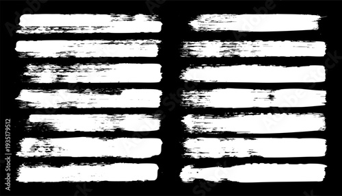 Long grunge brush strokes, lines, ink smudges, hand-drawn scribble shapes. Handmade sketchy marks, stains, charcoal streaks. Paint textures, dry brush effect. Marker underline. Vector illustration