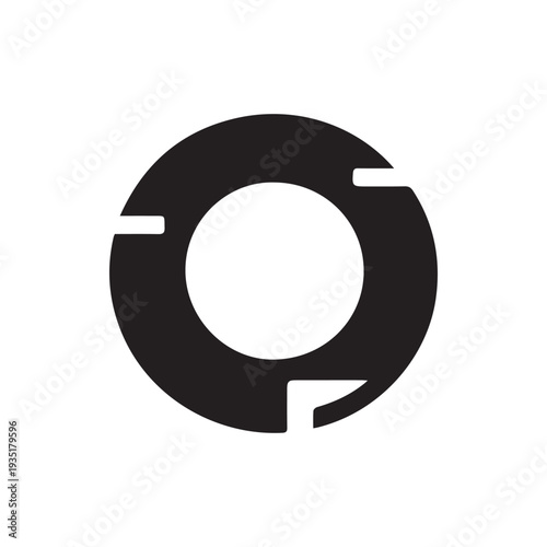 Minimalist Black Segmented Circle Icon on a Clean White Background