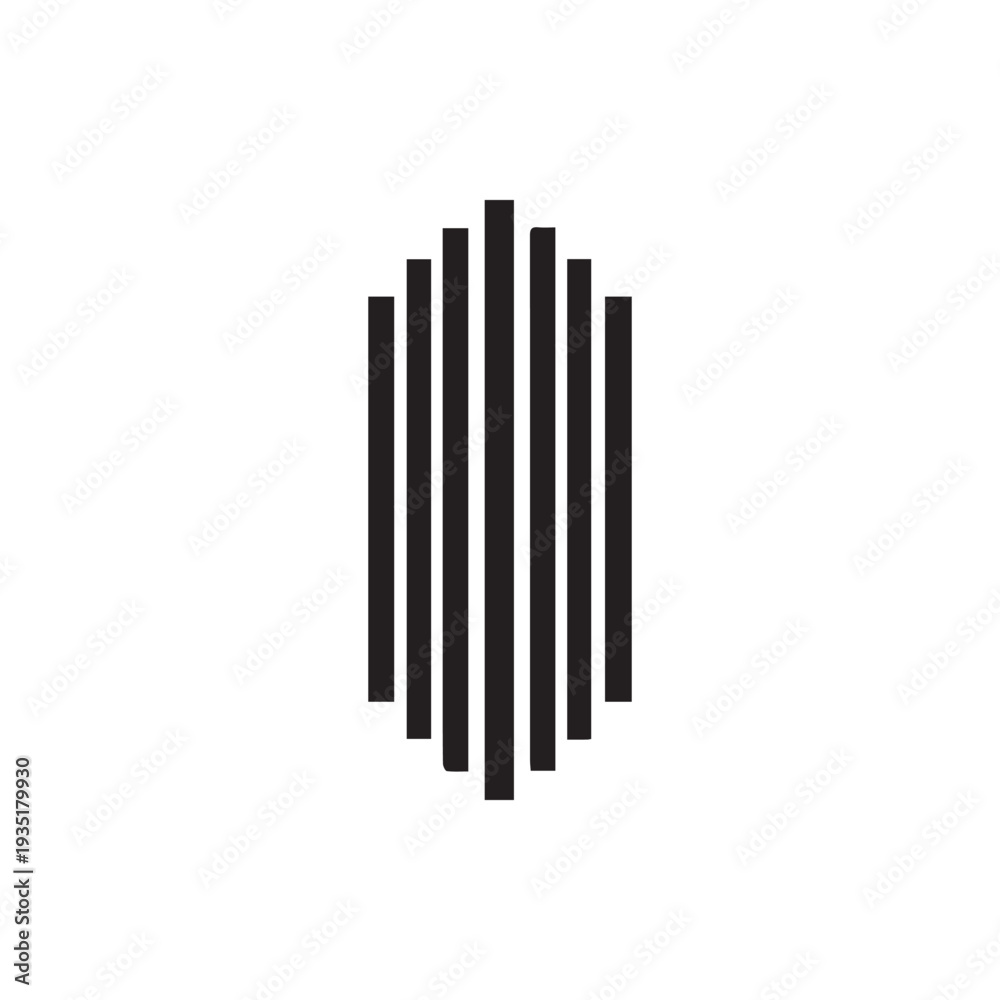 Obraz premium Symmetrical Black Vertical Bars Forming An Abstract Hexagonal Shape