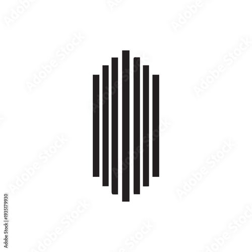 Symmetrical Black Vertical Bars Forming An Abstract Hexagonal Shape