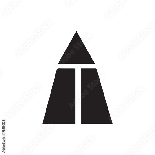 Minimalist Black Geometric Triangle Shape Forming the Letter A or T