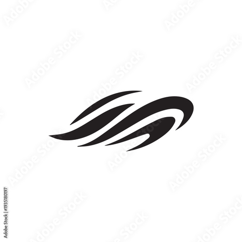 Sleek Black Tribal Wing Shape A Modern Abstract Graphic Design