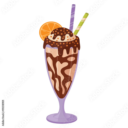 Chocolate milkshake served in glass detailed vector illustration suitable for dessert beverage cafe menu and sweet treat themed designs