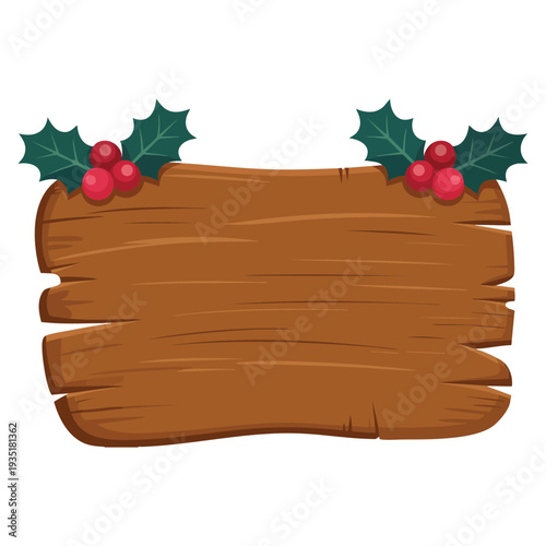 Christmas wooden signboard vector illustration festive decoration design element ideal for holiday greeting winter celebration and seasonal artwork