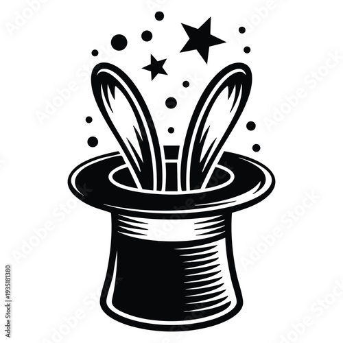 Circus magical hat icon in black style isolated on white background, stock vector illustration suitable for entertainment and illusion themes