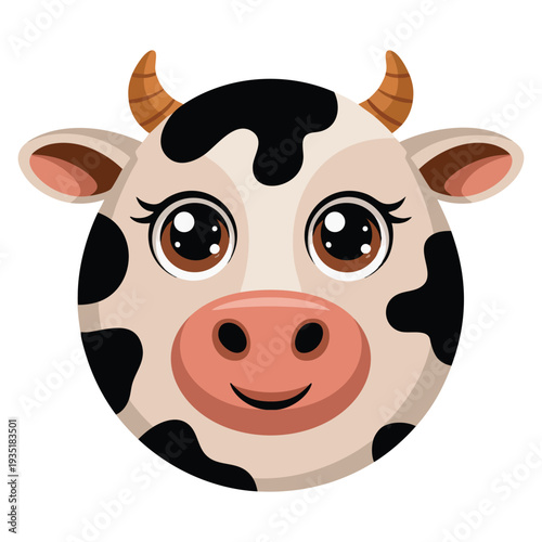 Cow head cute and little character isolated design element perfect for farm dairy agriculture children cartoon and mascot themed artwork