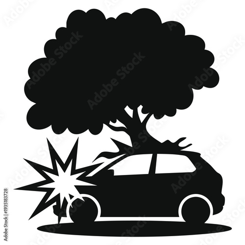 Crash illustration vector black and white icon isolated design element ideal for accident warning collision alert and safety themed artwork
