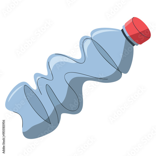 Crumpled plastic bottle icon in cartoon style isolated on white background trash and garbage symbol vector illustration for recycling awareness themes