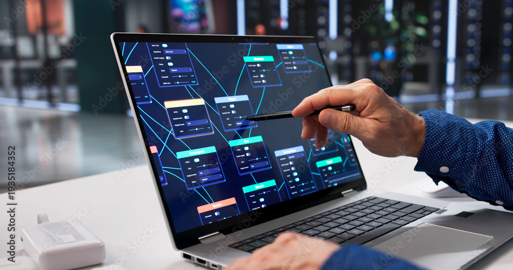 Fototapeta premium Top Engineer Leading Cyber Security Software Development