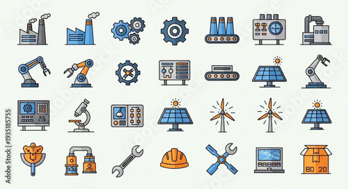 Industrial Technology Icons Set Vector Illustration.