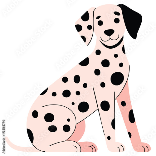 Dalmatian vector illustration isolated on white, hand drawn dog on white background domestic animal or pet design for canine lovers