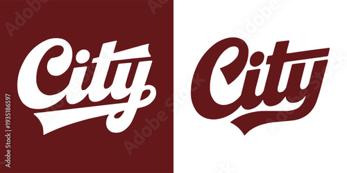 A stylish text displaying the word city in a classic script font with two versatile color options for modern branding and graphic design projects