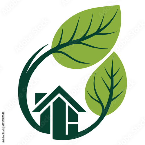 Ecology emblem isolated vector illustration design symbol of environment sustainability green energy and nature concept themes
