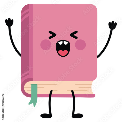 Education icon happy cartoon book vector illustration cheerful character for knowledge concept