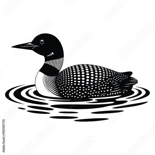 Elegant loon bird on water design suitable for nature prints wildlife branding lake scenery artwork and tranquil outdoor themed graphics
